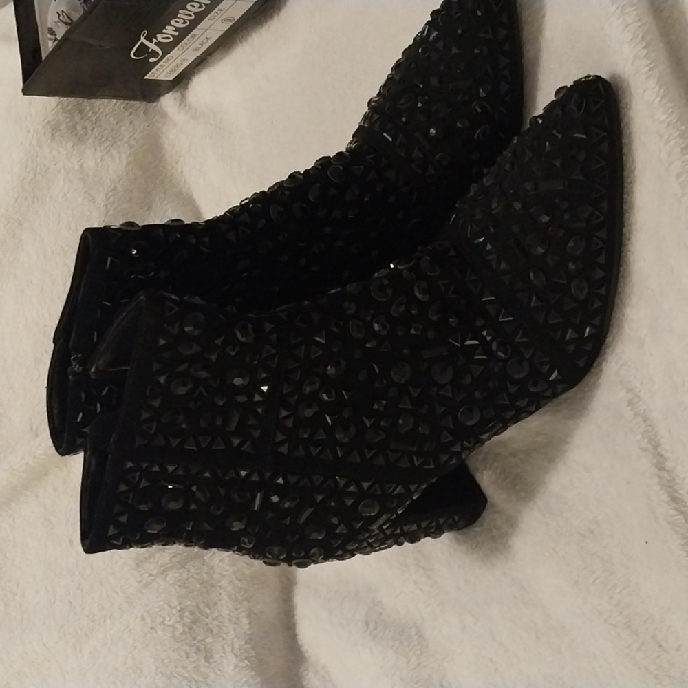 Forever Rhinestone Boots/Booties BLACK 9